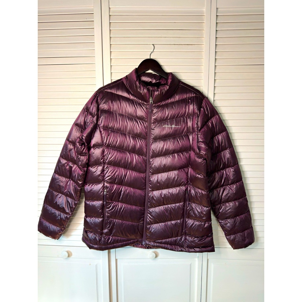 Eddie Bauer Women's Lightweight Down Packable Jacket Plum Puffer XL Casual